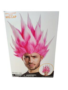 Pink Anime Spiked Cosplay Wig Dragon Ball Z Style Costume Wig One Size New